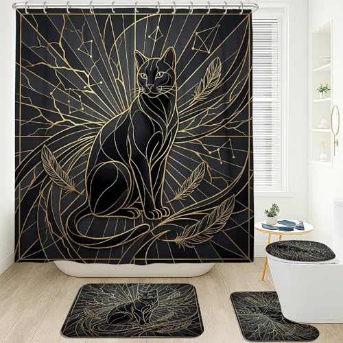 Rideau de douche chat pour baignoire d'appartement moderne