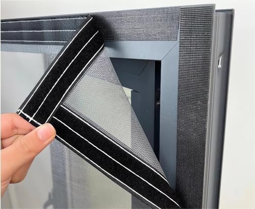 Stainless Steel Windows Insect Screen Fine Mesh Cat Proof Screen Fly Roller Blind Windows Mosquito Fly Net Cat Netting Without Drilling Removable (Color : Gray Mesh Black Frame, Size : 60x120cm)