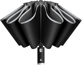 LED Reverse Umbrella Compact, Windproof upside down Inverted Folding Umbrellas for rain, Car travel umbrella Automatic Open and Close for women & men