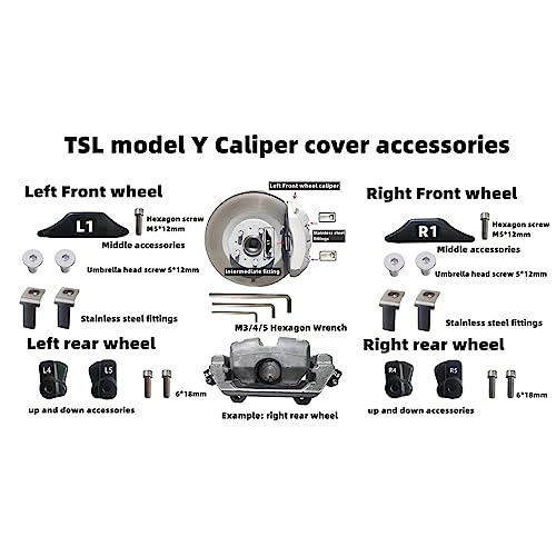 Caliper Trim Bright Color Front and Rear Brake Caliper Cover for 19 20 Inch Y Model Wheels Hub (Blue) by LJCM - Image 3