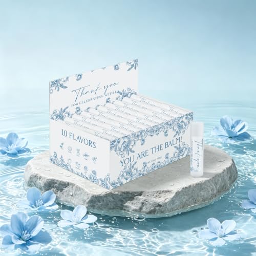 Image of 100 Pack Moisturizing Lip Balms in Bulk Blue Flower Wedding Gifts Reception Ideas Party Favors Thank You For Celebrating With Us Baby Shower Birthday Gift You Are The Balm Beeswax Something Blue