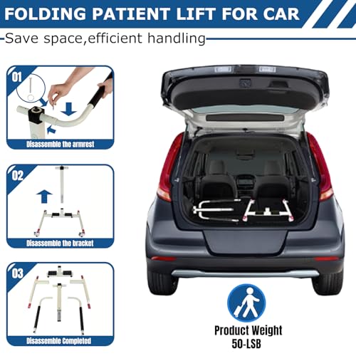 Patient Lift Transfer Chair, Wheelchair to Car Transfer Devices, Shower Chair Lift Aids for Elderly Chair,Patient Lift Transfer Chair with Padded backrest - Lightweight Foldable with Cushions