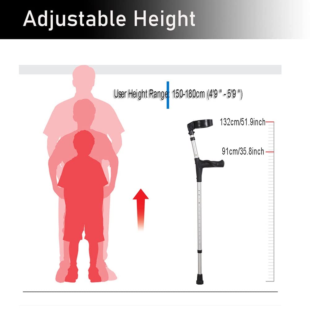 Muletas Ortopédicas para Adultos, Muletas Ligeras de Aluminio con Ergonómicas Empuñadura(x2 uds), Regulables Altura