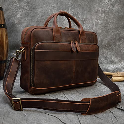 Retro Laptop Briefcase Bag Genuine Leather Handbags Casual 15.6'' Bag Daily Working Tote2