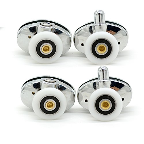 Juego de 4 rodillos para puerta de ducha, individuales, de forma oval, de 23 mm