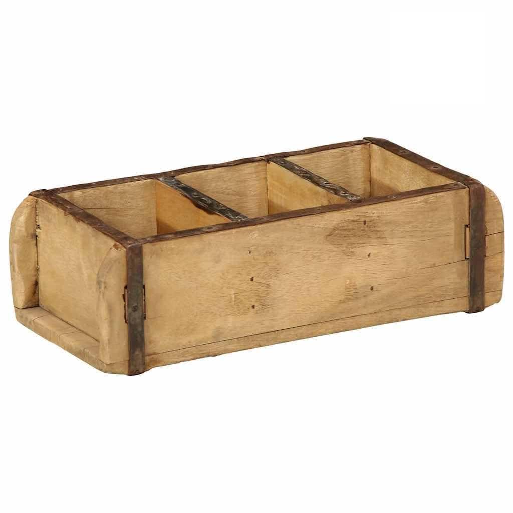 Taca 4 szt. brązowa 30 x 14 x 9 cm masywne ulepszone drewno prostokątne matowe, do użytku wewnątrz i na zewnątrz, trwała, wszechstronna, stylowe przechowywanie, praktyczne użytkowanie