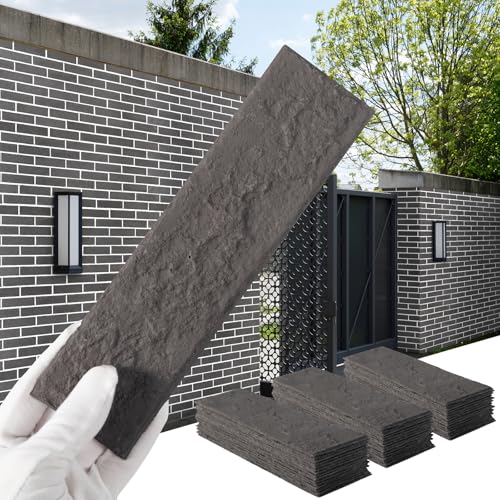 Gray Thin Brick Veneer Faux Brick Wall Panels – 90 PCS, 15 Sq.Ft Coverage for Fireplace Surround, Kitchen Backsplash, Bedroom Accent, Bathroom Walls & Outdoor Fence