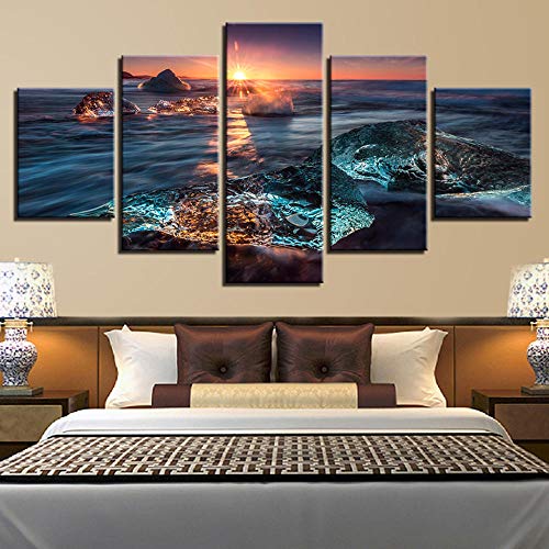 Impression sur toile intissée 5 pièces mer et décoration murale HD photo salon sans cadre