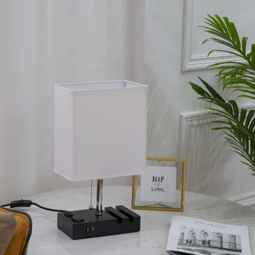 Lampa stołowa z funkcją ładowania, złącze USB A+C, lampki biurkowe, lampki do czytania, abażur lniany, metalowa podstawa, lampki nocne z włącznikiem, sypialnia, salon, biała