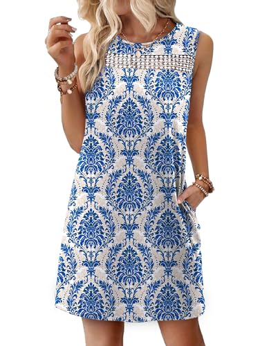 Image of WIHOLL Summer Dresses for Women 2026 Beach Vacation Spring Fashion Clothing Lace Mini Tank Dress with Pockets