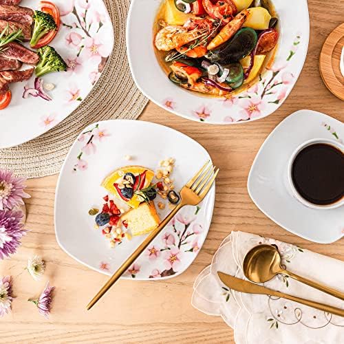 VEWEET 'Annie' 50-Piece Porcelain Dinner Set Including 4 Piece Milk Jug and Sugar Pot Set, Egg Cups, Cup and Saucer Set, Mugs, Dessert Plate, Soup Plate, Bowl, Dinner Plate Set Service for 6