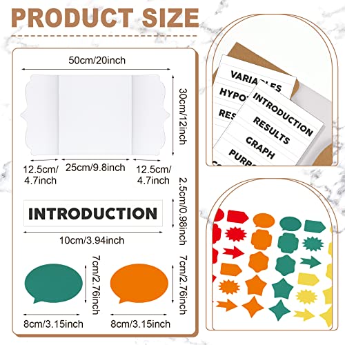 Glenmal 6 Pcs Trifold Presentation Board 12 X 20 Inch White Trifold Poster Board With 32 Poster Boards Shapes 4 Sheet Self Adhesive Presentation Science Subtitles For School Meeting Photo Exhibition #TOP1