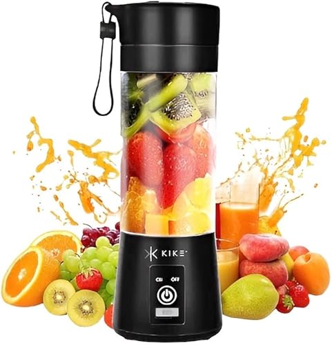KIKE Licuadora portátil, licuadora personal para batidos y batidos con 6 cuchillas y 16 onzas, recargable por USB, taza y tapa de viaje, jugos,