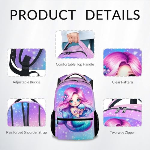 Kids Backpack for School - Mermaid Backpacks for Girls - Cute Toddler Bookbag - 17 Inch Durable Large Capacity Preschool Schoolbag3