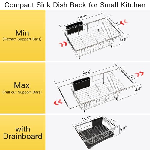 Image of JASIWAY in Sink Dish Drying Rack with Drainboard and Utensil Holder