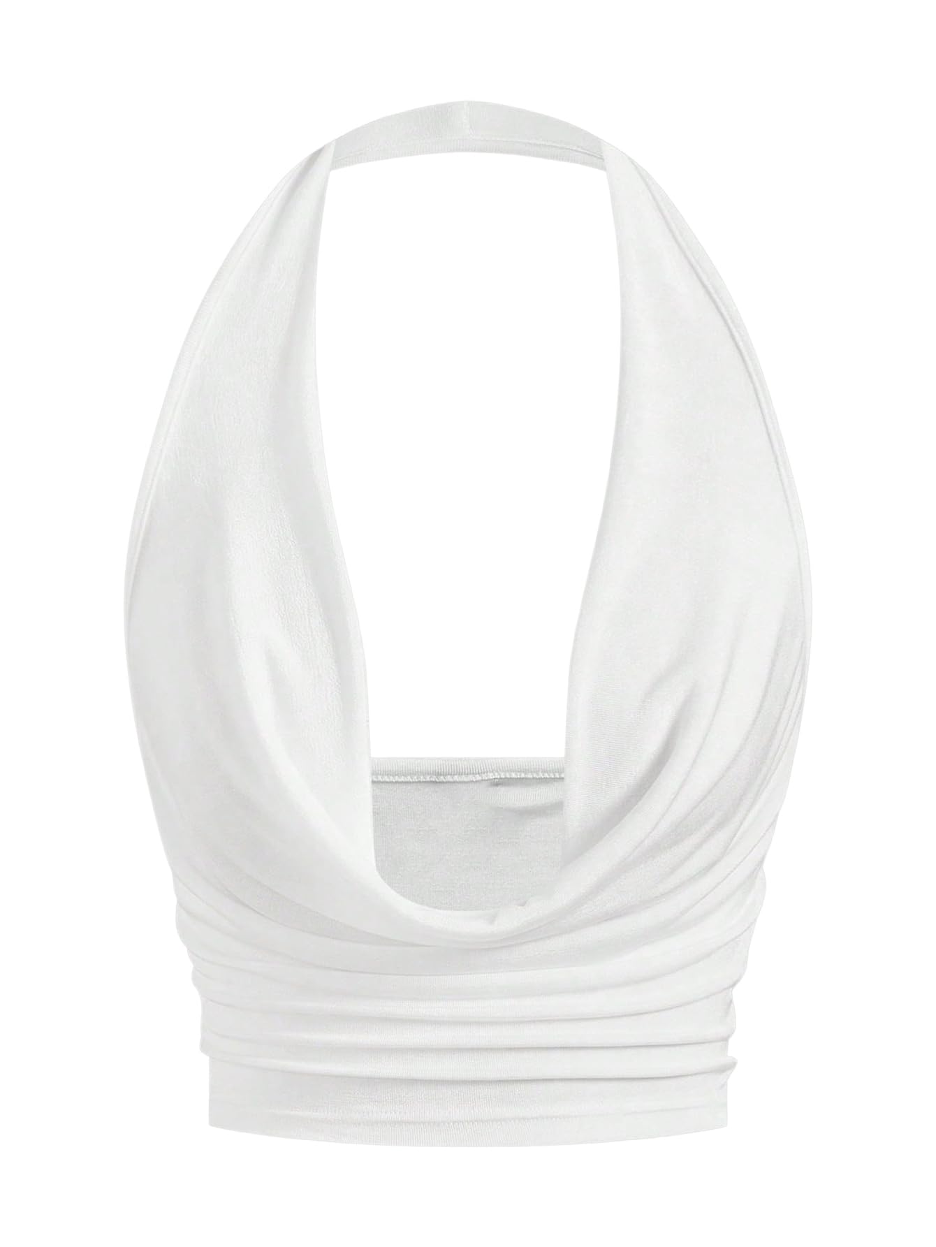 Women's Cowl Neck Halter Neck Going Out Tops Open Back Sleeveless Y2k Crop Tank Top