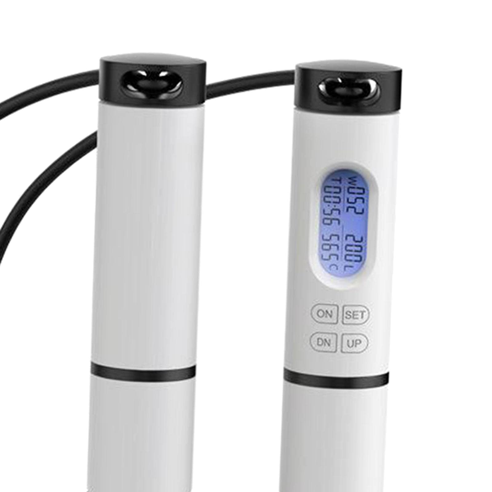 2 set di corda per saltare digitale con cuscinetti cordless, corda da salto ponderata nera