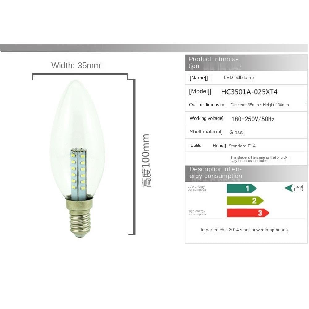 1fortunate lights, Paquete de 20, bombilla de vela LED C35 AC220V E14 3W restaurante sala de estar luces lámpara de cristal fuente de luz(Cold white,E27 Frosted Cover)