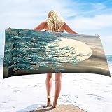  ISILA Telo mare pittura ad olio telo mare altamente assorbente, ad asciugatura rapida, oversize, senza sabbia, telo da bagno