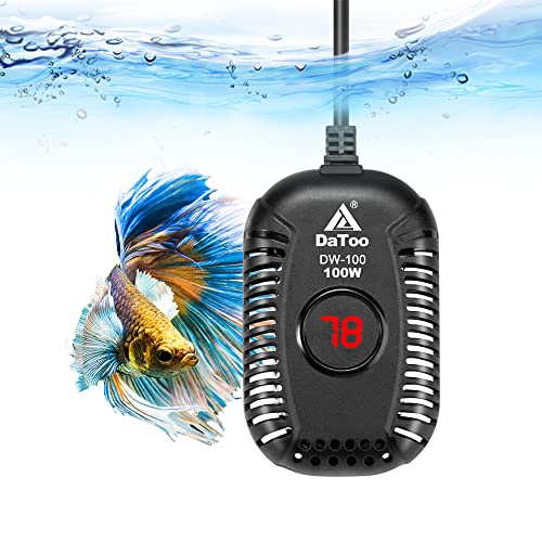 DaToo Small Aquarium Heater 100W Mini Fish Tank Heater 100 Watt Submersible with LED Temperature Display
