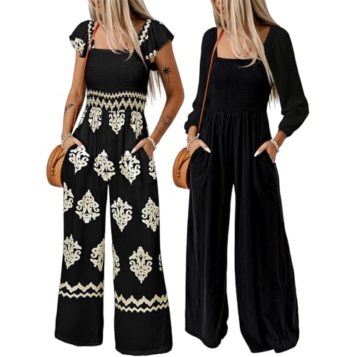 Happy Sailed Womens Loose Casual Jumpsuits Overalls Wide Leg Rompers