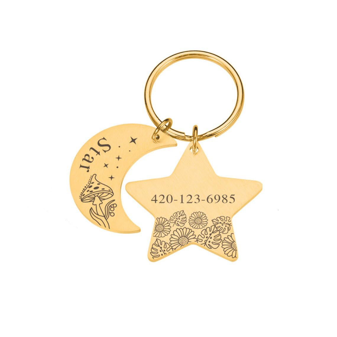 Adornkeys Luna Moon Pet id Tag Personalized,Mushroom Dog Tag,Sunflower & Monstera Deliciosa,Fall Dog Tag Pet Gift,Star Cat ID Tag,Pet Dog Tag for Dog (Silver) (B0CH5CC4QR) Amazon Price History, Amazon Price Tracker
