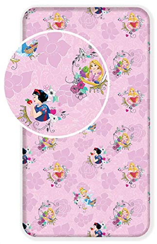 Sábana bajera ajustable para cama individual  100% algodón  90 x 200 cm con licencia de la disfraz infantil de los niños Character, 100% algodón, princesa, 90 x 200 x 25cm