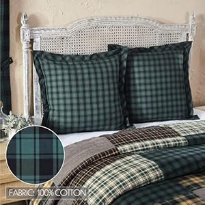 VHC Brands, Pine Grove Euro Sham Cover, Green, 26x27 VHC Brands Pine Grove Euro Sham Cover Green 26×27