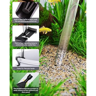SEAOURA Aquarium Siphon Pump Gravel Cleaner Tool with Aquarium Magnetic Cleaner