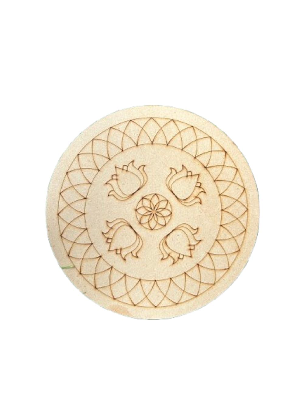 URBAN AURRA Round Wooden Mandala Wall Decor Unpainted Floral Wheel Design Craft Panel for DIY Painting Home Wall Decoration Pooja Room Temple Decor Mandala Art Board Wooden Decorative Base (4 INCH DESIGNED)-image-30