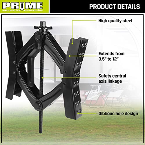 Pr1Me Rv Camper Chocks Wheel X Stabilizer For Travel Trailers, Wheel Chock Scissor 2 Sets Tire Locking Chocks, Rv Tire Movement Preventer With Non-Slip Grip Holes, With Wrench, Fits 3.5" To 12" #TOP3