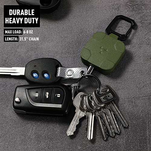 Titrys Metal Badge Reels Retractable Keychain,Self Retractable Badge Holder Key Reel With 31” Steel Retractable Cord, 8 Oz(Army Green,1 Pack). #TOP1