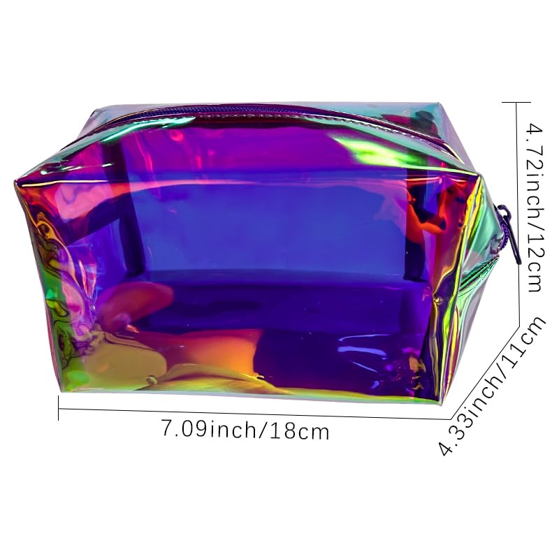 Purple Holographic PVC Cosmetic Toiletry Bag Laser Waterproof Toiletry Organizer Case for Home Office Christmas Gift (purple)3