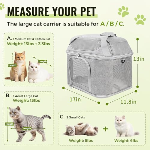 Large-Cat-Carrier-for-2-Cats-Soft-Pet-Carrier-Escape-Proof-Breathable-with-Bubble-Window-Comfortable-for-Hiking-Travel-Vet-Visit-Up-to-20-lbs-Collapsible-Travel-Dog-Carrier-Bag