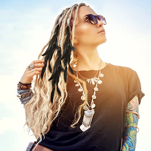 Geyoga 12 Pcs Feather Hair Clip Boho Hair Extensions With Feather Clip Comb Hippie Diy Accessories Hairpin Tribal Feather Braided Beads Headdress For Women thumb #3