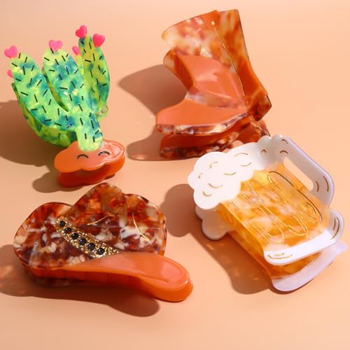 Personalized Wild Cowboy Boots Acetate Hair Claw Clip Mother Day Gift Birthday Present 1 Piece