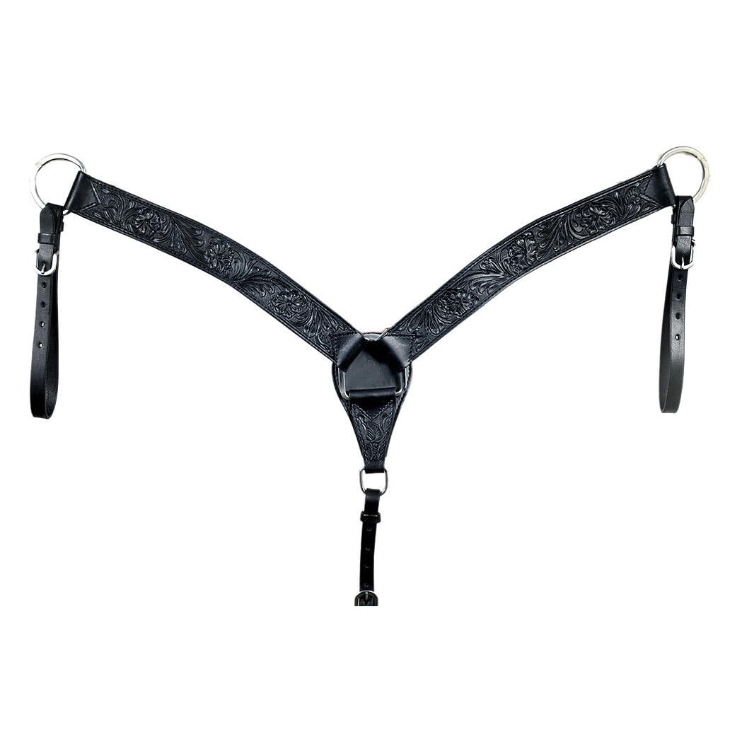 Juego de tachuelas de piel auténtica con cuello y riendas pintadas florales para sillín de caballo occidental ST-008 (pony)