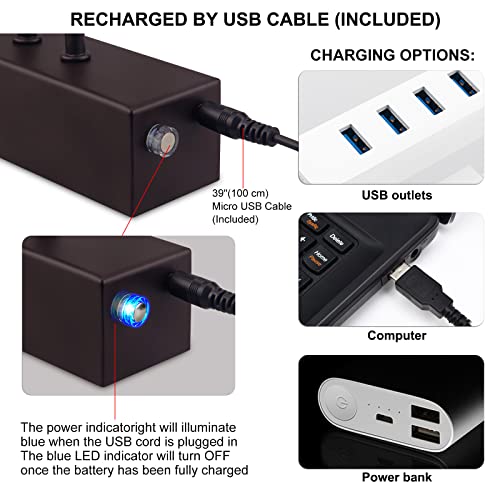 Image of Picture Light 2PK,5000mAh Wireless Wall Lights,16inch Art Light-Black | Rechargeable Photo Lights for Wall,Remote Timer and Dimmer Gallery Light,Metal Painting Light for Portrait Display Frame