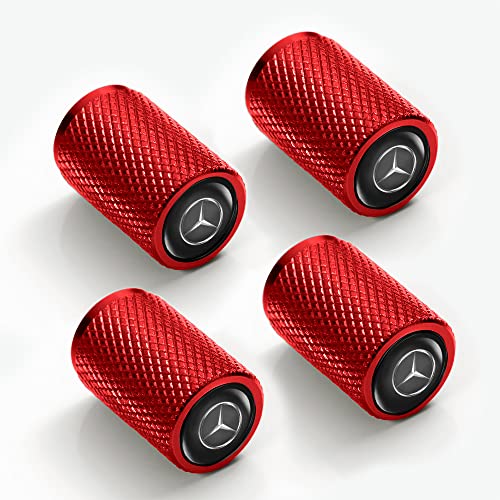 for Benz Valve stem Cap Suitable for Mercedes-Benz CESM CLK GLK GL AB AMG GLS GLE AMG Series Valve stem Cover Accessory 4 Pieces red,This Valve stem Cover is not Made by Benz