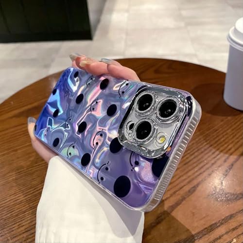 Image of PEEPERLY Back Cover Case for iPhone 13 Pro Max Scratch Resistant Anti-Slip TPU Shockproof Protective Durable Prismatic Smiley Polka Dot Case for Girls & Women