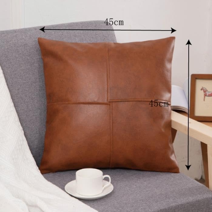 Juego de 2/4 fundas de cojín de piel sintética de 45 x 45 cm, fundas de cojín modernas y sólidas para exteriores, fundas de almohada de lujo para sofá, sala de estar, cama (B, 45 x 45 cm, 4 unidades)