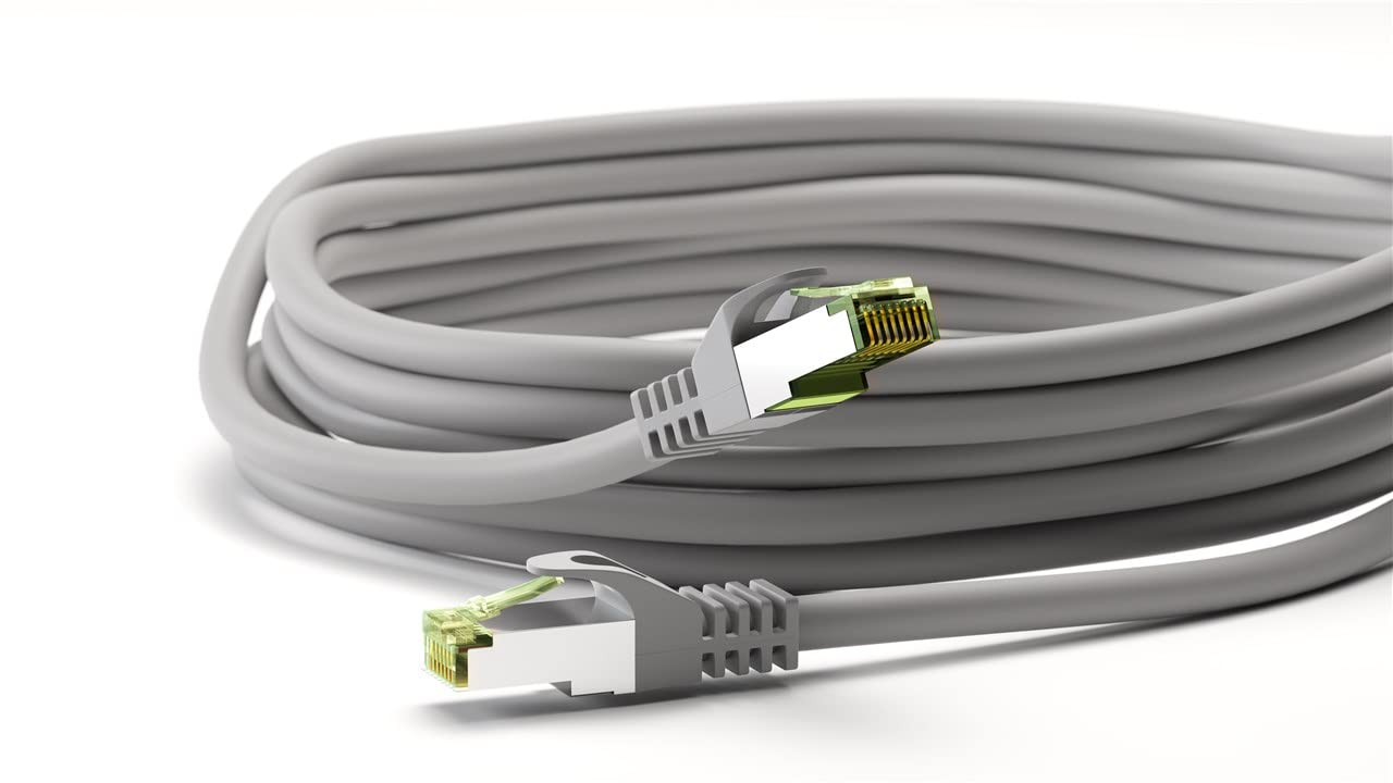 goobay 61121 - CAT 8.1 kabel surowy - kabel sieciowy/kabel LAN - Highspeed 40 Gbits kabel krosowy z ekranowaniem S/FTP PiMF/szary / 15 m