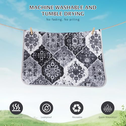 Image of IEUUMLER Washable Pee Pads for Dogs, 2 Pack Reusable Pee Pads for Dogs Non-Slip Grip, Super Absorbent Waterproof Puppy Pads for Potty Training, Playpen, Crate, Whelping Box EU011 Black Grey, 36x31