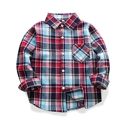 Image of Phorecys Girls' Plaid Flannel Shirt Long Sleeve Button Down Buffalo Checkered Shirt 2T-10 Years