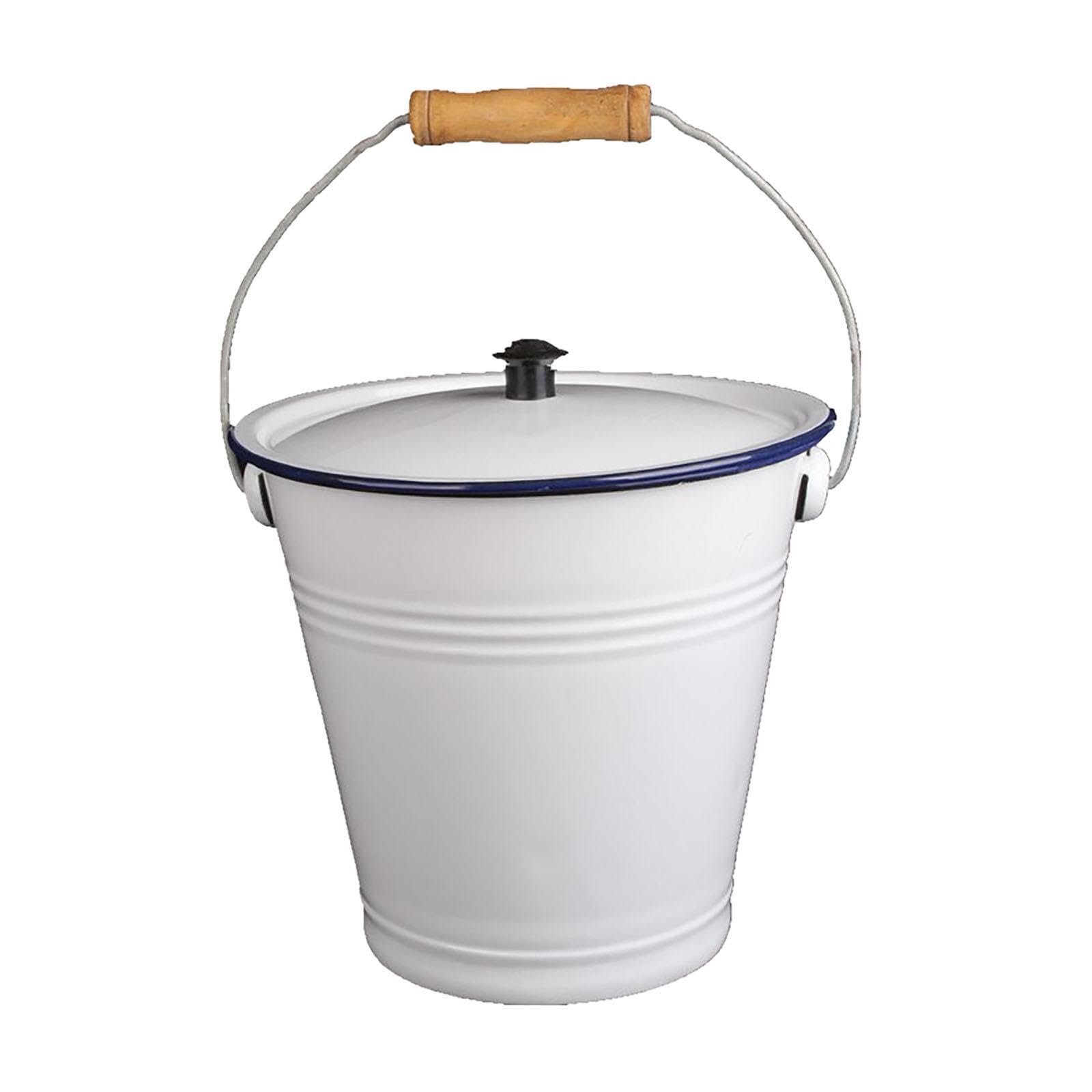 POXZSFX Water Bucket With Handle Enamel Coating Essential Storage Solution Oils Milk Versatile Household Rice Enamel Bucket Enamelware Pail Container Water, 3L