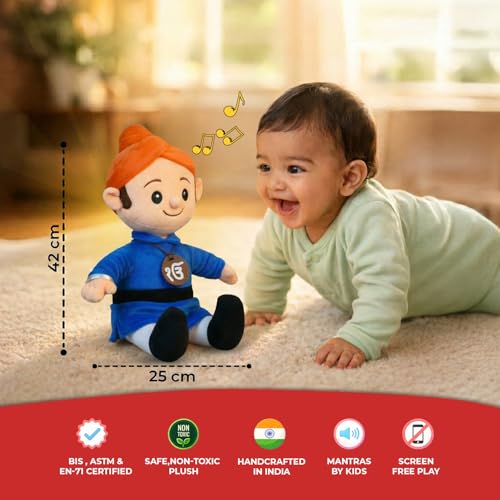 Image of Panda's Box Mantra Chanting Sardar Ji Soft Toys for Kids | Sikh Musical Stuffed Plush Toy for Girls & Boys | Mool Mantar & Waheguru Audio | Non-Toxic, Huggable for Babies & Toddlers| Teddy Bear |42 CM