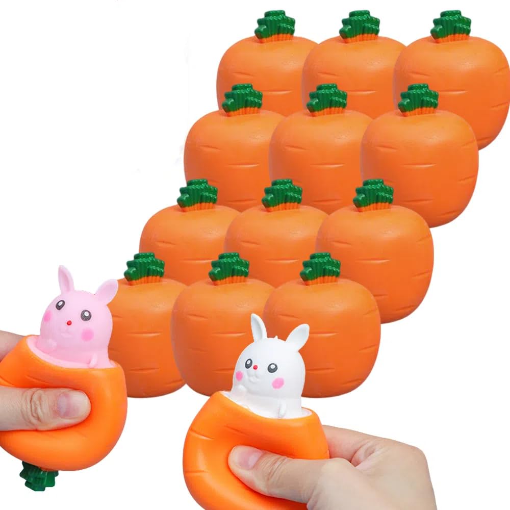 Easter Basket Essentials, Pop Up Carrot Bunny, Pop Up Toy for Easter Basket Stuffers, Handmade Easter Rabbit, Squishes Carrot Rabbit Funny Novelty Toy