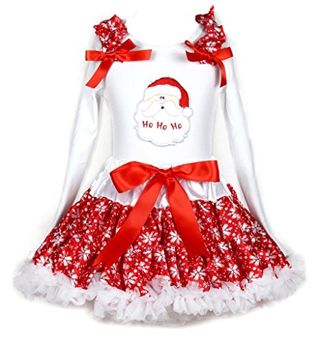 Disfraz de Papá Noel para niña con falda roja de copos de nieve y camiseta de algodón para Navidad