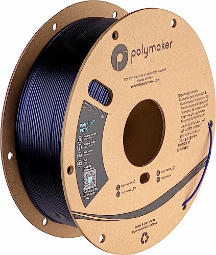 Image of Polymaker PolyLite 3D Printer PETG Filament Translucent Blue 1.75mm 1kg, Legacy PETG Formula, Reliable Everyday Filament, Strong Layer Bonding, Compatible with Most 3D Printers
