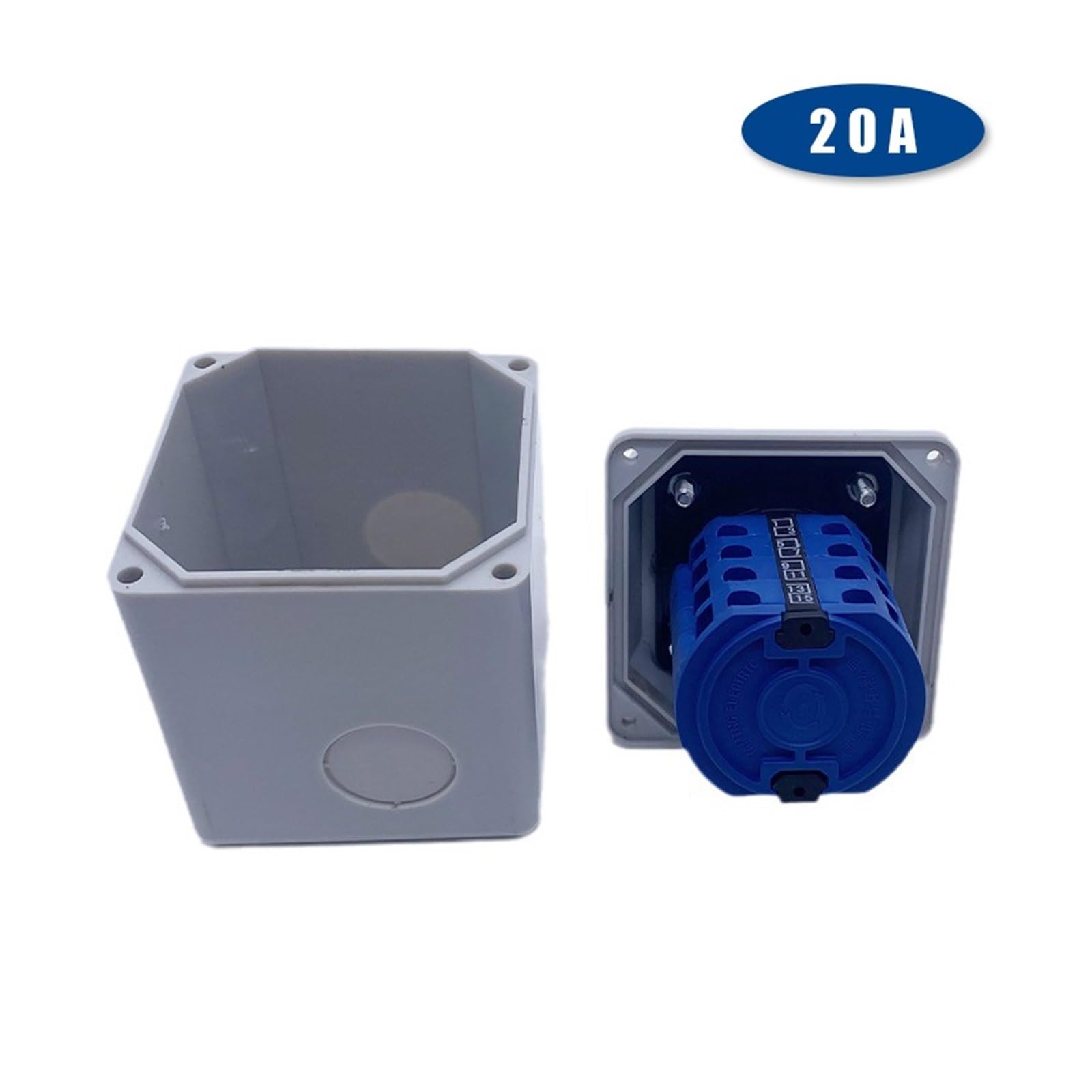 20A Conversion Selector With Box LW26-20/4 Four Poles Rotation Selection Waterproof Control Circuit Cam Switch(White)